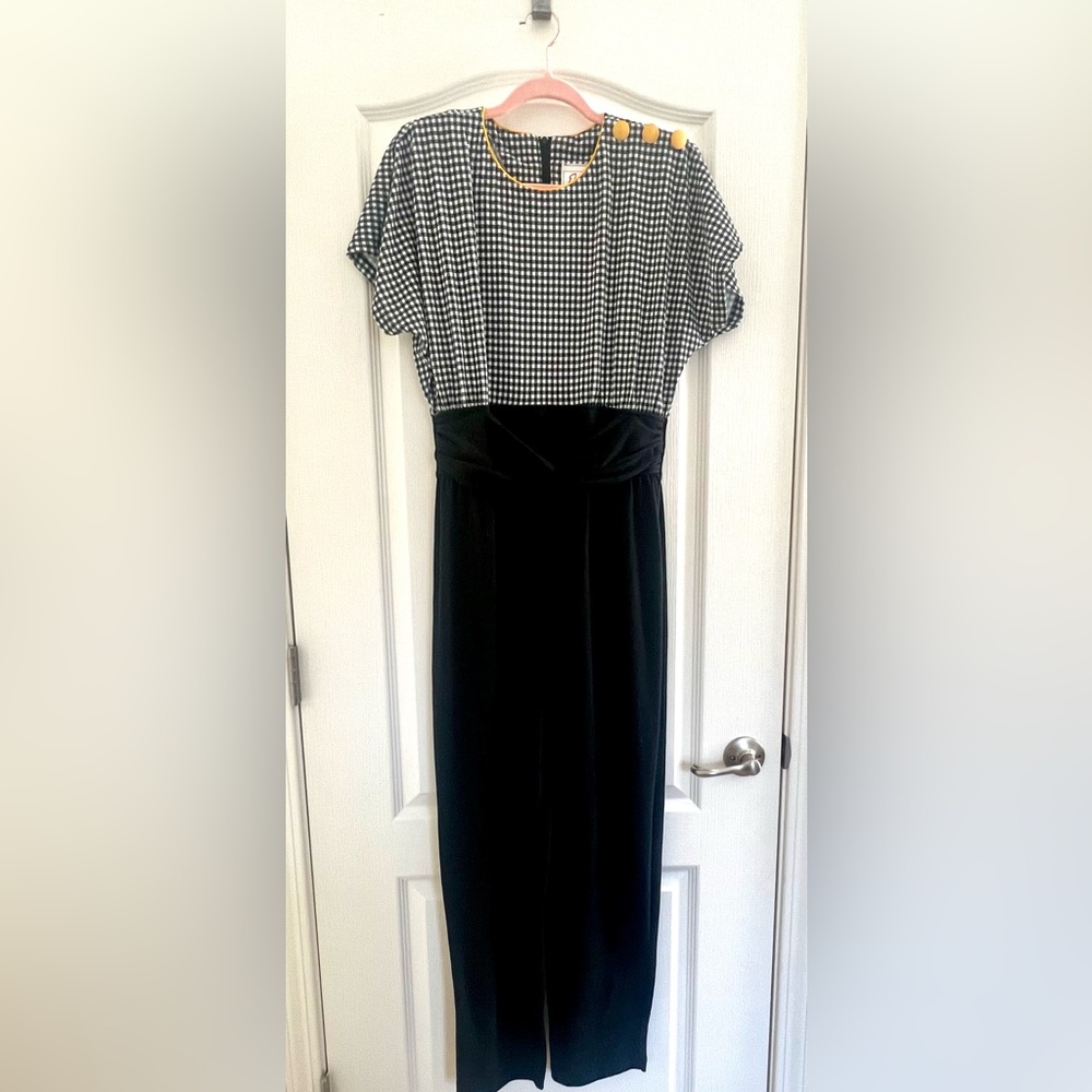 Vintage Black and White Checkered Jumpsuit